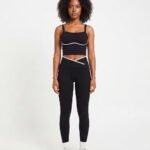 Womens Low Waist Seamless Leggings Contrast Piping
