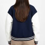 OEM Spring Autumn Women's Varsity Jacket Plain Wool Zipper - Image 2