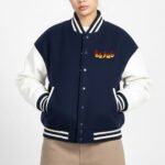 OEM Spring Autumn Women's Varsity Jacket Plain Wool Zipper - Image 3