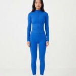 Wholesale Solid Blue Women Workout Running Leggings