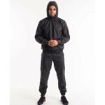OEM Customized Solid Black Gym Sauna Jacket Pant Suit
