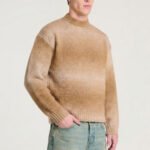 Custom Knitted Wool/Acrylic Sweater Brown Long Sleeve