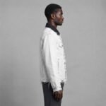 OEM Custom Men's Denim Jacket Solid White Single - Image 3