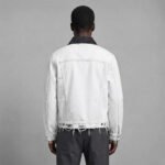 OEM Custom Men's Denim Jacket Solid White Single - Image 2