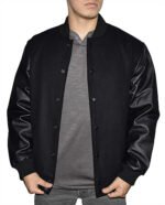 Custom Varsity Jacket Manufacturer | Black Letterman Jacket with Custom Logo - Image 2