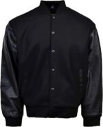 Custom Varsity Jacket Manufacturer | Black Letterman Jacket with Custom Logo - Image 3